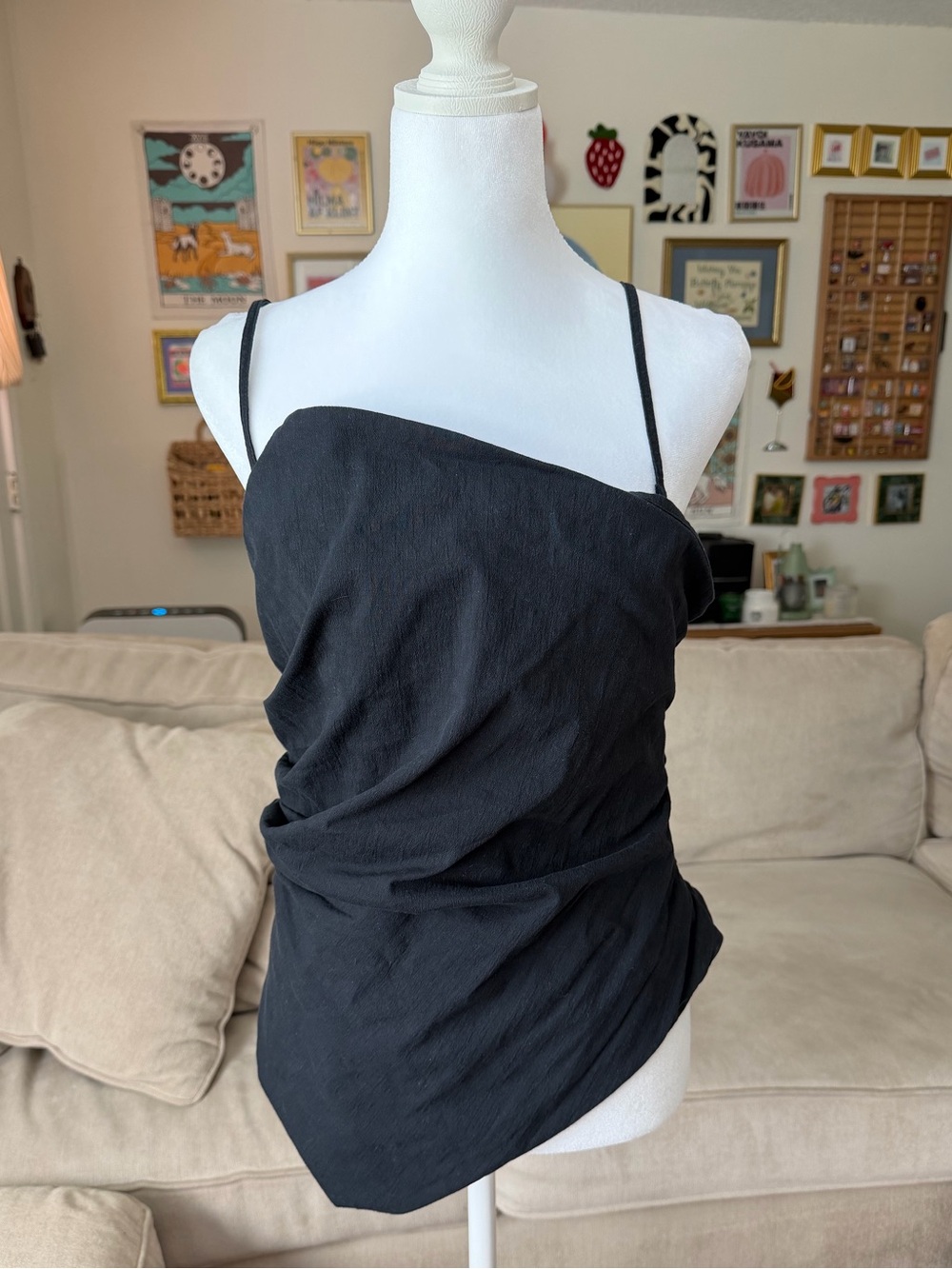 Abercrombie Black Asymmetrical Tank Top Size Large